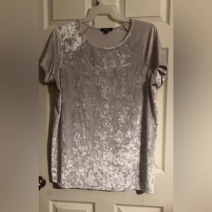 Ellos crushed velvet silver tunic, top, shirt, blouse, size 18/20